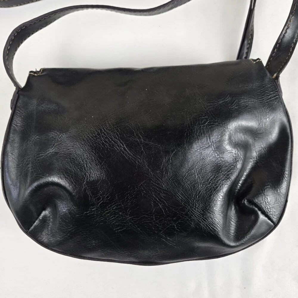 Nine West Black Foldover Crossbody Bag Adustable Long Strap Faux Leather